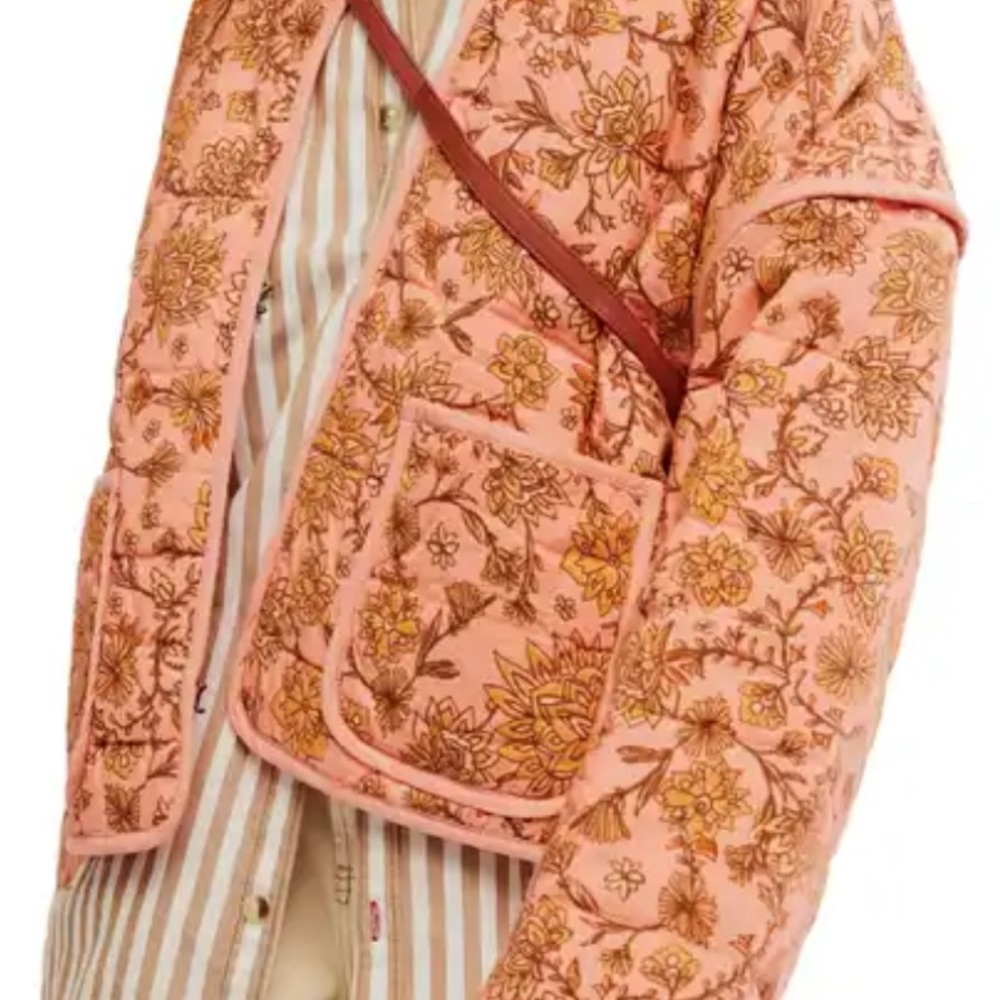 Free People Pink Floral Quilted Jacket